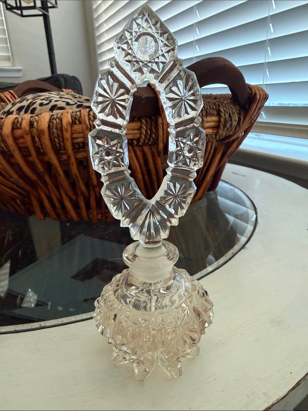 Vintage Clear Pressed Glass Decorative Perfume Bottle